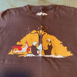 Threadless Brown Tee with Picnic Graphic